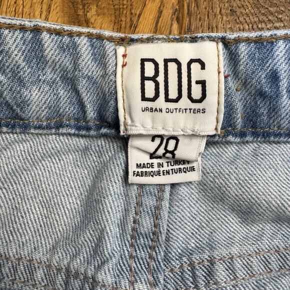 BDG Jeans Womens Sz 28 Crop Kick Flare Distressed Raw Hem High Rise Denim - Picture 2 of 8